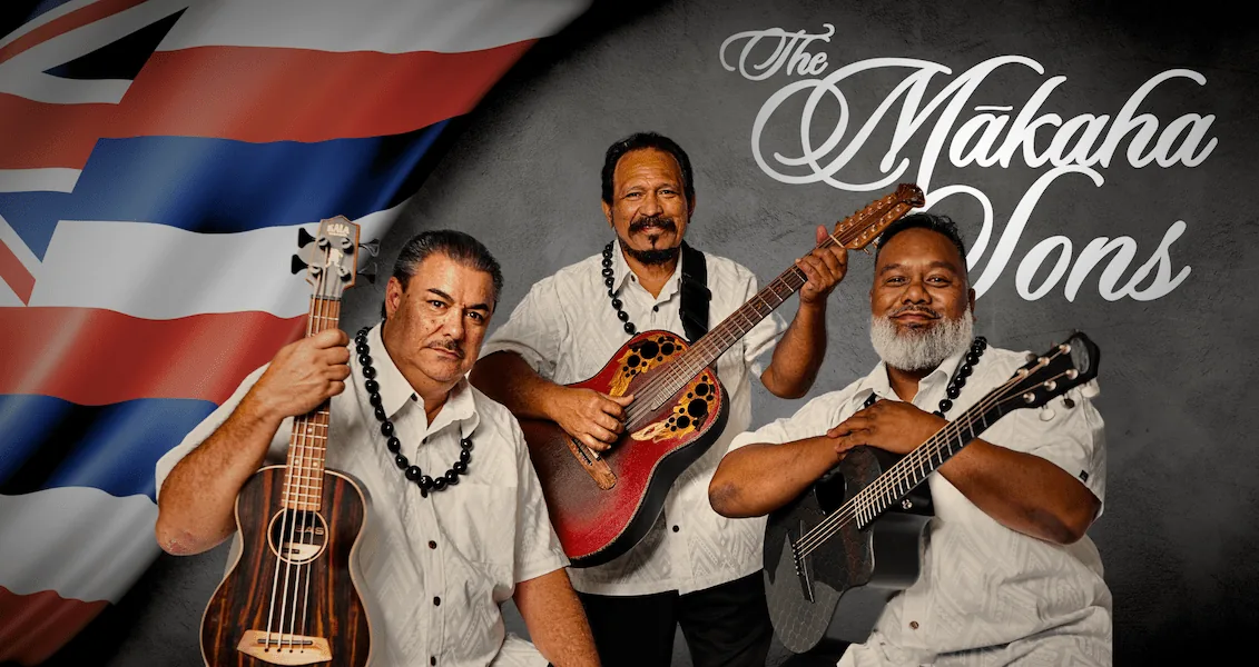 The Mākaha Sons with the Hawaiian flag